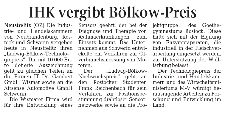 Ostseezeitung vom 15.11.2004